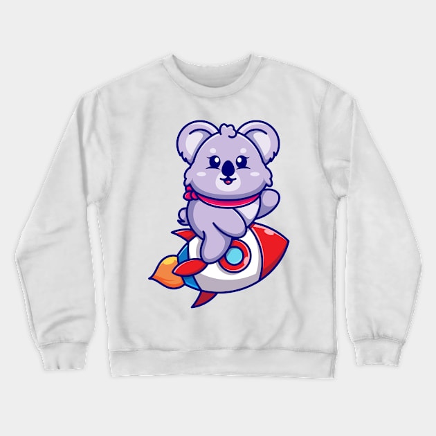 Cute koala riding rocket cartoon Crewneck Sweatshirt by Wawadzgnstuff